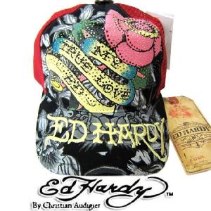 Ed Hardy エドハーディー SPECIALTY PLATINUM CAP キャップ ラインストーン ED'S ROSE C59RSPP140黒 (62) あすつく｜maturi-japan