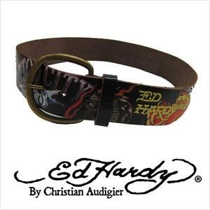 Ed Hardy エドハーディー レザーベルト レディース 0035-w 黒 ブラック あすつく｜maturi-japan