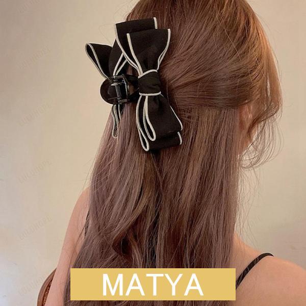 リボン バナナクリップ フェイクレザー ヘアクリップ　ヘアアクセサリー