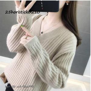 ニット レディース トップス 秋 秋服 カット...の詳細画像1