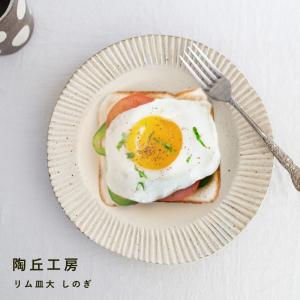 食器 リム皿 リム皿大 丸皿 中皿 大皿 平皿 プレート パスタ皿  しのぎ 陶器 食器 器 粉引  天草 陶磁器 陶丘工房 ギフト 父の日｜maum-shop