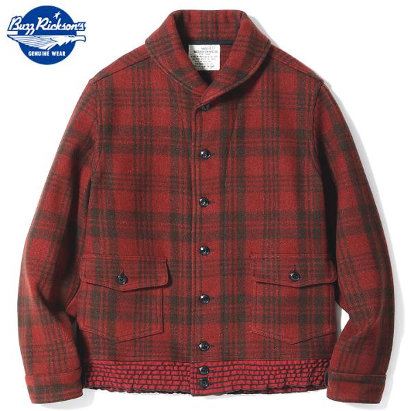 BUZZ RICKSON'S JACKET, WOOL RED PLAID CIVILIAN CON...