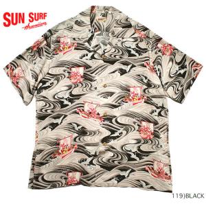 SUN SURF◇アロハシャツ/XL/レーヨン/BLK/総柄/SS38036 : セカンド