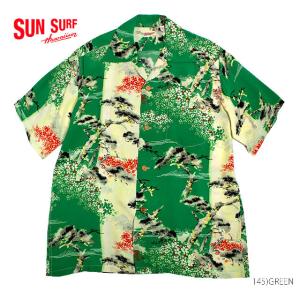 SUN SURF サンサーフ アロハシャツRAYON S/S"PINE & CHERRY BLOSSOM"Style No.SS34465｜maunakeagalleries