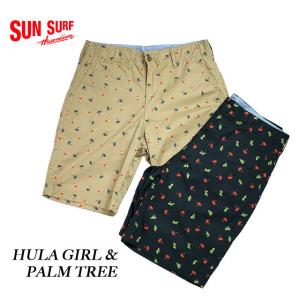 SUN SURFサンサーフCOTTON TWILL SHORTS "HULA & PALM TREE"Style No.SS51923｜maunakeagalleries