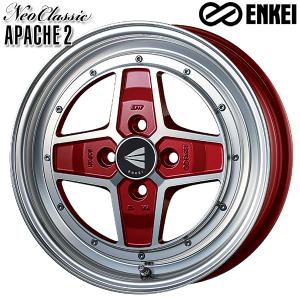 サマータイヤ ホイール4本セット 165/60R15インチ 4H100 ENKEI エンケイ アパッチ2 レッド マッドスター ラジアルM/T ホワイトレター