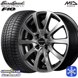 5月3日+5倍 185/65R15インチ グッドイヤー アイスナビ8 ICE NAVI8 4H100 スタッドレスタイヤホイール4本セット MID ユーロスピード F10｜mauto