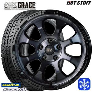 25〜26日+5倍 225/55R17インチ グッドイヤー アイスナビ8 ICE NAVI8 5H114.3 スタッドレスタイヤホイール4本セット マッドクロス グレイス BKC/BK｜mauto