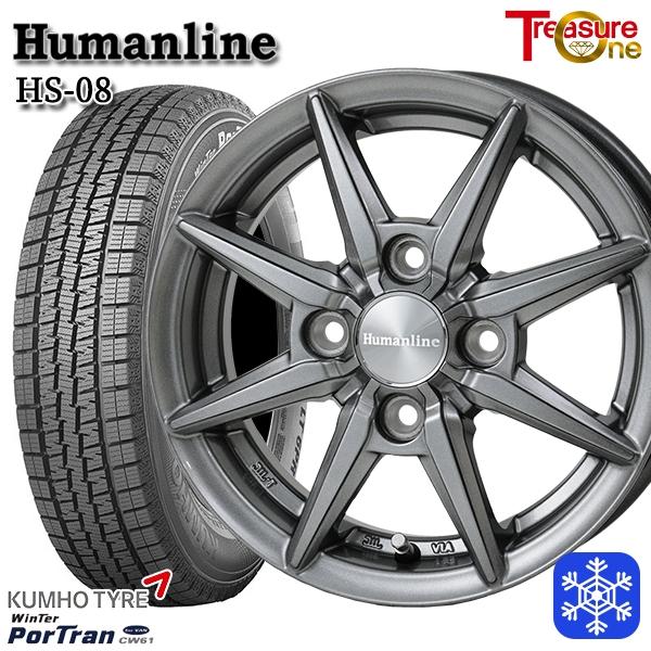 145R12インチ 6PR KUMHO クムホ ウインターポートラン CW61 4H100 スタッド...