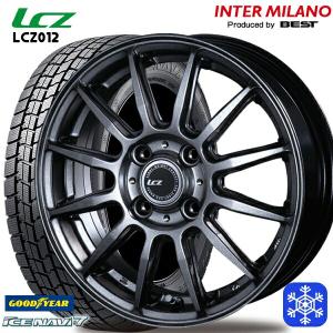 165/65R14インチ グッドイヤー アイスナビ7 NAVI7 5.5J 4H100 スタッドレスタイヤホイール4本セット インターミラノ LCZ012 MDG