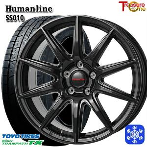 5月12日+5倍 225/55R18インチ TOYO トーヨー ウィンター トランパス TX 5H114.3 スタッドレスタイヤホイール4本セット ヒューマンライン SS010 BK｜mauto