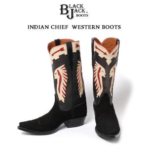 BLACK JACK BOOTS ブラックジャック ブーツ Indian Chief  Western Boots 馬革 本革 ウエスタンブーツ レザーブーツ アメリカ製 酋長 インディアン 25cm 26cm｜mavazishopping