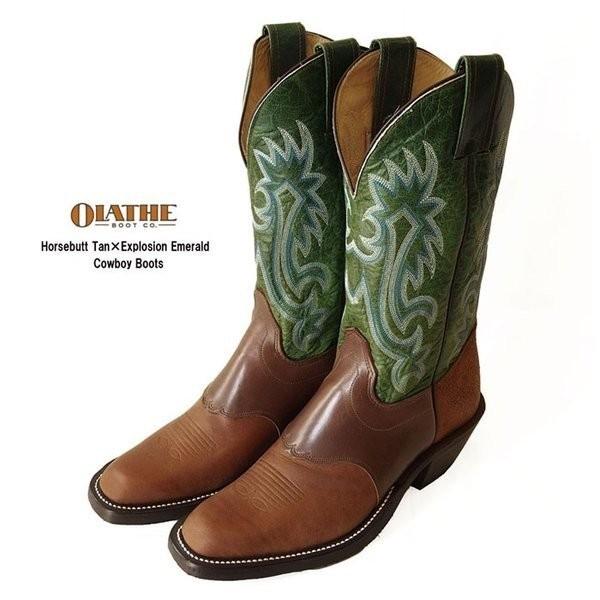 OLATHE BOOT オレイサ カウボーイブーツ ウエスタンブーツ Horsebutt Tan×E...