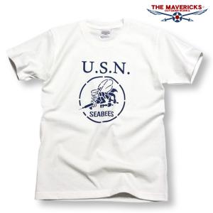 極厚 Tシャツ メンズ 半袖 ミリタリー NAVY スーパーヘビーウェイト 米海軍 SeaBees 白 ホワイト｜GeneralStore YONEYA