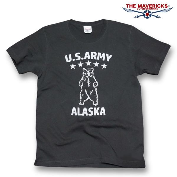 極厚 スーパーヘビーウェイト ミリタリー Tシャツ 米陸軍アラスカ US.ARMY 黒 ブラック