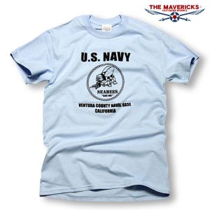 ミリタリー 半袖 Tシャツ メンズ 米海軍 SeaBees 蜂モデル THEMAVERICKS ブランド 水色 ライトブルー｜GeneralStore YONEYA