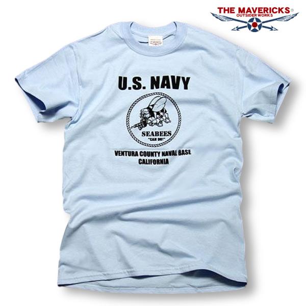 ミリタリー 半袖 Tシャツ メンズ 米海軍 SeaBees 蜂モデル THEMAVERICKS ブラ...