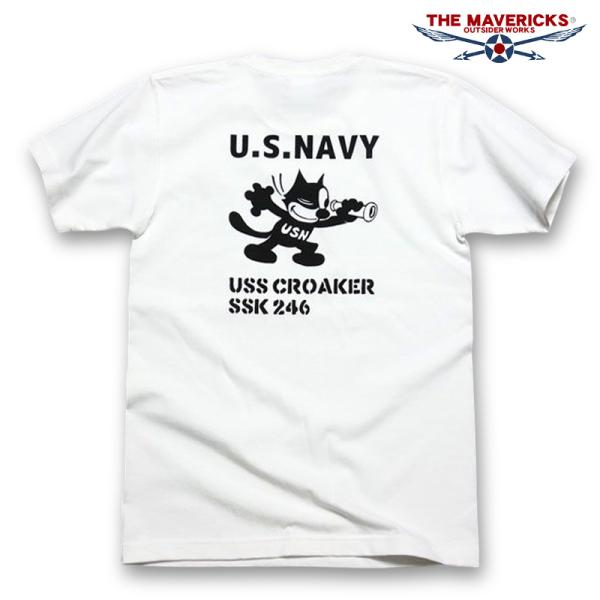 極厚 スーパーヘビーウェイト ミリタリー Tシャツ 米海軍 NAVY CROAKER /白 ホワイト