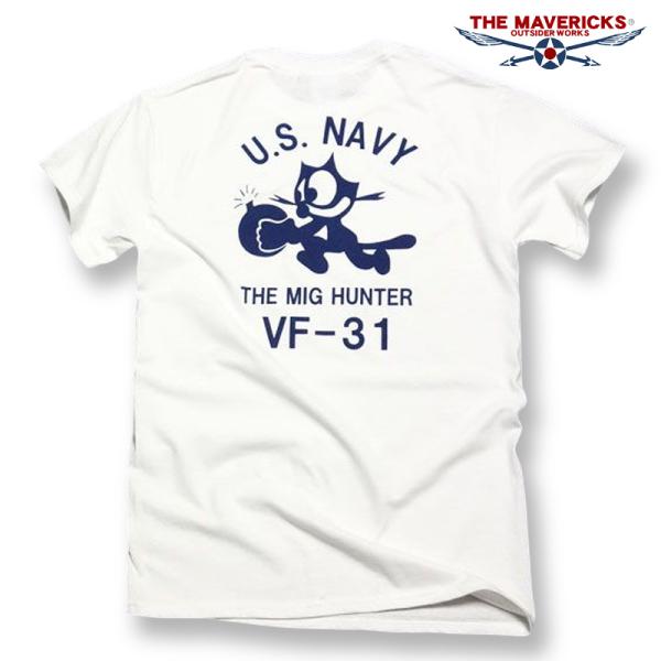 Tシャツ メンズ 半袖 ミリタリー アメカジ 米海軍 黒猫 CAT モデル MAVERICKS ブラ...