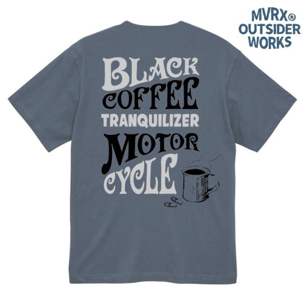 Tシャツ 半袖 メンズ 綿 MVRX ブランド BLACK COFFEE モデル バイク カフェ 青...