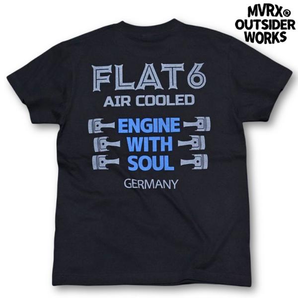 Tシャツ 半袖 メンズ 車 エンジン MVRX ブランド FLAT6 モデル ブラック 黒