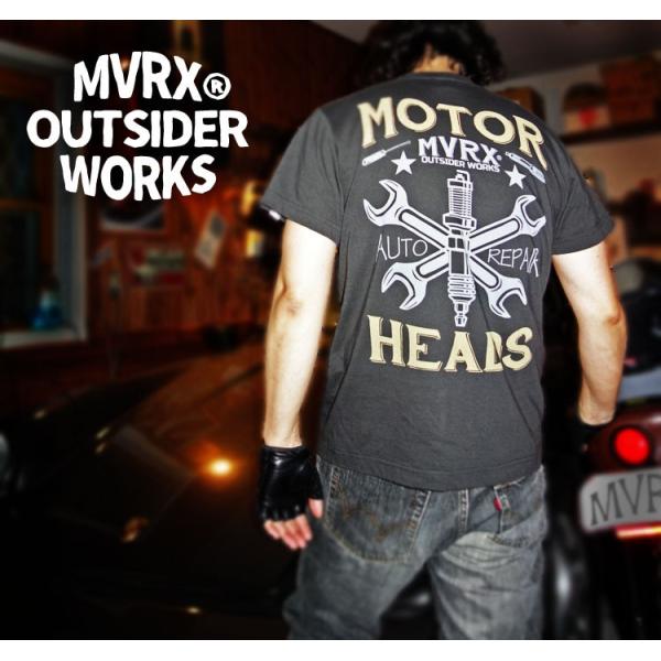 Tシャツ 半袖 メンズ バイク 車 MVRX ブランド MOTORHEADS モデル スミ黒 ブラッ...