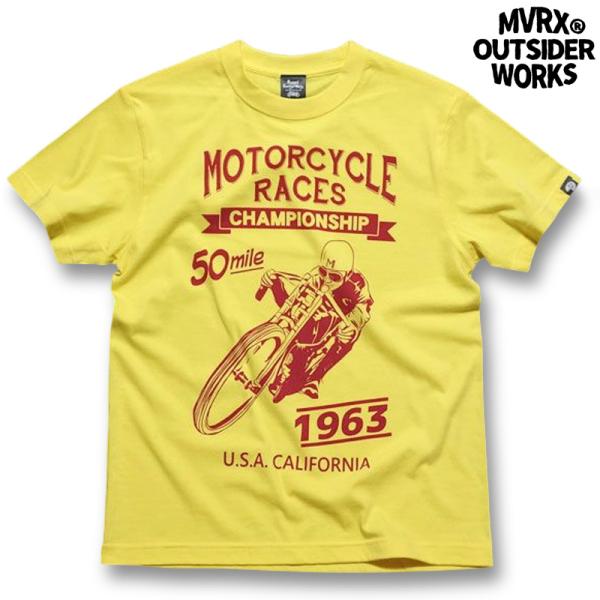 Tシャツ 半袖 メンズ バイク MVRX ブランド MOTORCYCLE RACE モデル 黄 イエ...