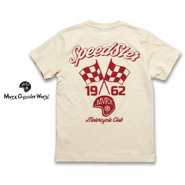 Tシャツ 半袖 メンズ バイク 車 MVRX ブランド SpeedSter モデル 生成り ナチュラ...