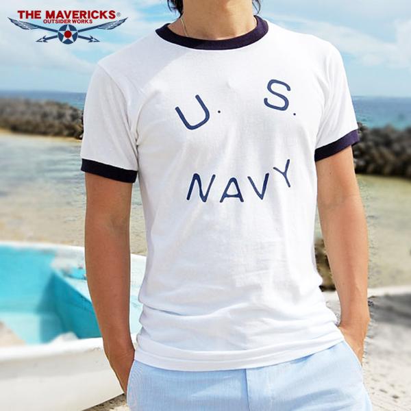 リンガー トリム Tシャツ メンズ 半袖 THE MAVERICKS ブランド ミリタリー US N...