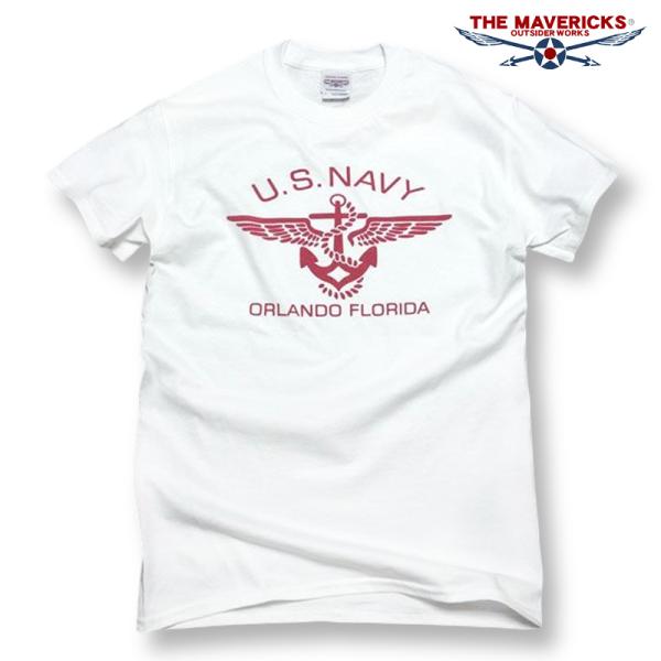 Tシャツ ロゴT メンズ ミリタリー 半袖 US NAVY 米海軍 錨マーク MAVERICKS ブ...