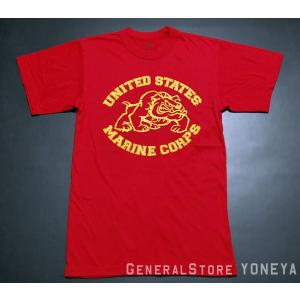 Tシャツ メンズ 半袖 アメカジ ミリタリー ROTHCO US MARINE オフィシャル品 ブルドッグ/赤 レッド｜GeneralStore YONEYA