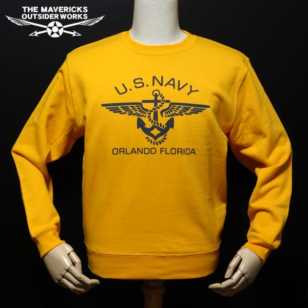 スウェット トレーナー メンズ ブランド 裏パイル NAVY 米海軍 錨マーク 黄色 イエロー