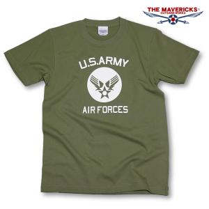 極厚 ミリタリー Tシャツ S ヘビーウェイト ARMY AIRFORCE エアフォース 綿100％ オリーブ THE MAVERICKS ブランド