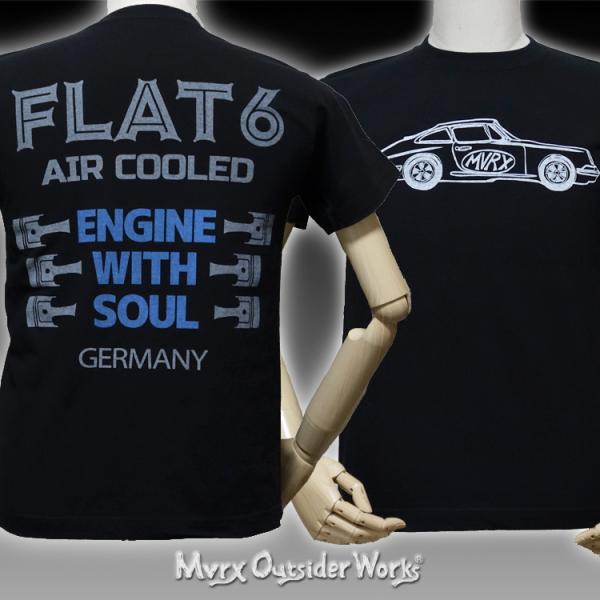 Tシャツ L 半袖 メンズ 車 エンジン MVRX ブランド FLAT6 モデル ブラック 黒