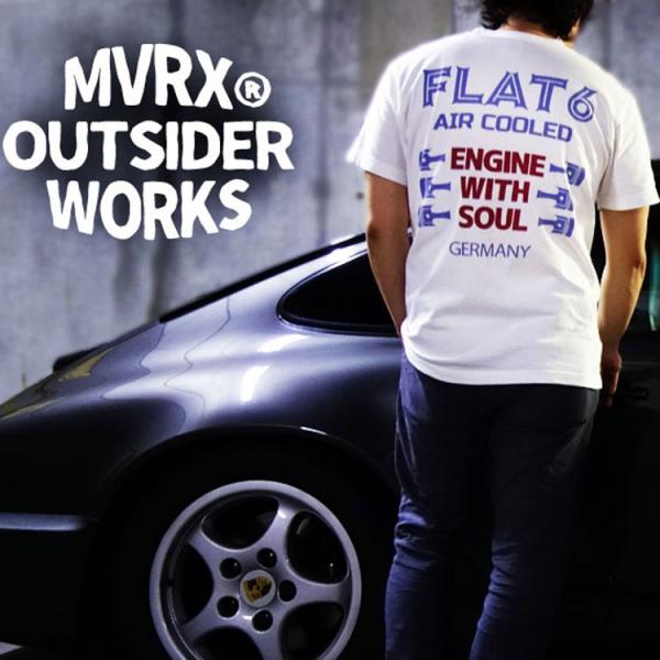 Tシャツ M 半袖 メンズ 車 エンジン MVRX ブランド FLAT6 モデル / ホワイト