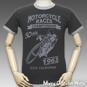 トリム Tシャツ XXL 半袖 メンズ バイク MVRX ブランド MOTORCYCLE RACE モデル スミ黒 ブラック グレー｜mavericks