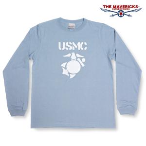 ミリタリー 長袖Tシャツ XXL メンズ MAVEVICKS ブランド 綿 USMC 米海兵隊 マリンモデル ブルーグレー 水色 3L｜mavericks