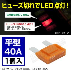 BigOne 切れたら光って知らせる インジケーター 内蔵 平型 ヒューズ 40A AMP 大型 LED｜max-advancer