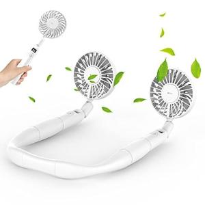 首掛け扇風機 手持ち扇風機 卓上扇風機4000mah大容量バッテリー 最大26時間動作 LCD