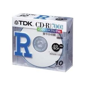 TDK CD-Rデータ用700MB 48倍速ホワイトプリンタブル 5mm厚ケース入り10枚パック CD-R80TWX10S