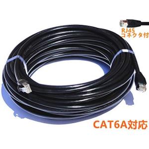 LANケーブル 屋外仕様 2重被覆 CAT6A 屋外用 コネクタ付 インターネットケーブル 難燃性 耐候性 高耐久 ブラック (25m)