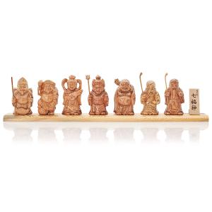国産 屋久杉 】 ミニ 七福神 置物 化粧箱付 【縁起物 インテリア