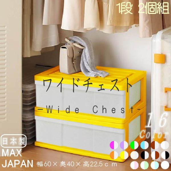 衣装ケース 収納ボックス 収納ケース プラスチック 引き出し ワイド チェスト 1段 2個組 おしゃ...