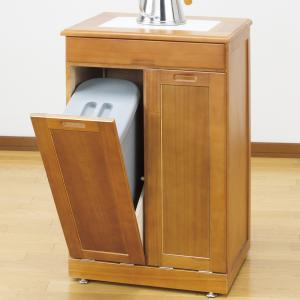 天板タイル　ダストボックス　15L×3　ゴミ箱　ナチュラルカラー　アンティーク ダストボックス ゴミ箱 隠す収納 タイル付天板 キッチン収納