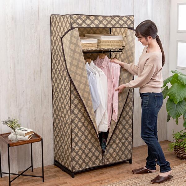 カバー付きクローゼットハンガー 幅75cm ファスナー 不織布カバー カバー付き ハンガーラック ス...