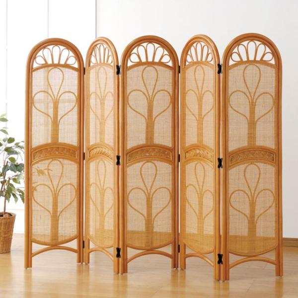 パーテーション 衝立 5連 目隠し 間仕切り ラタン 天然 籐 スクリーン 部屋 仕切り リビング ...