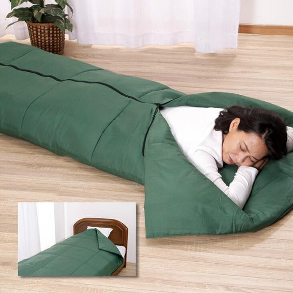 寝袋 シュラフ 洗える 3WAY 寝袋タイプ 掛布団 毛布 グリーン 撥水加工 軽量 暖か 冬用 車...