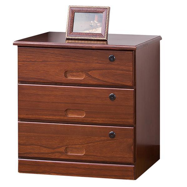 木製 チェスト 3段 幅46cm 高さ42cm 鍵付き 隠しキャスター付き 天然木全段鍵付きシークレ...
