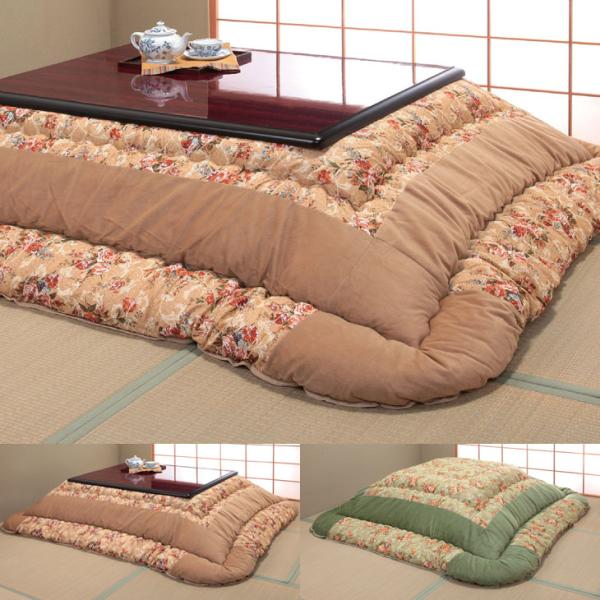 こたつ布団 正方形 205×205cm 東レ マシュロン 中綿 ベロア パッチ 花柄 こたつ用 掛布...