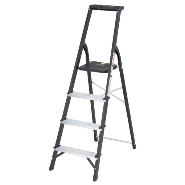 脚立 4段 アルミ幅広ステップ スチールフレーム 踏み台 トレー付き 折りたたみ